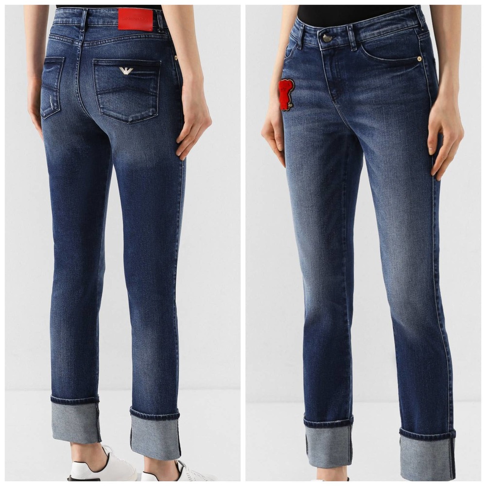 Emporio Armani Manga Bear Cuffed jeans 26 Highrise stretch soft curvy